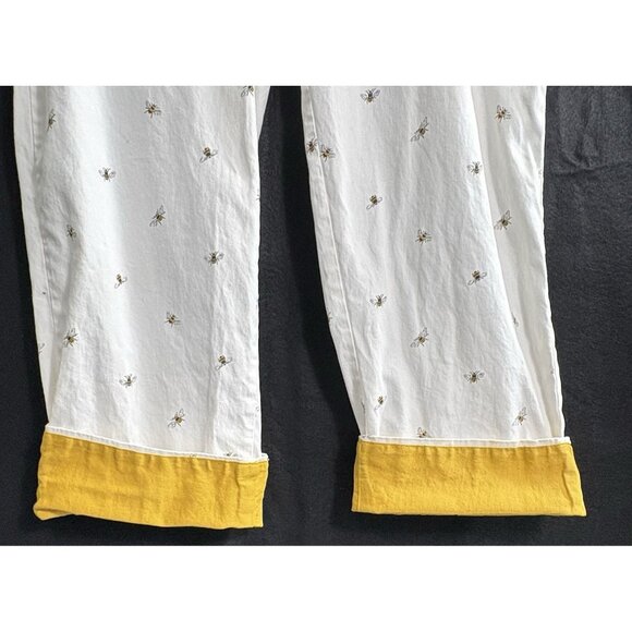 SOPHIE ALLPORT Women Pajama Pants Bees Elastic Drawstring Waist Sz L White 11-7 - Picture 6 of 12